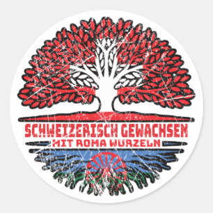 Adesivo Romani Schweizer Schweiz Baum Wurzel Flagge