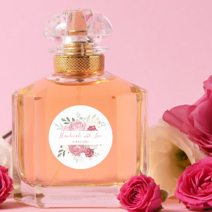 Adesivo Românico feito à mão com Buquê Floral Rosa de Amor