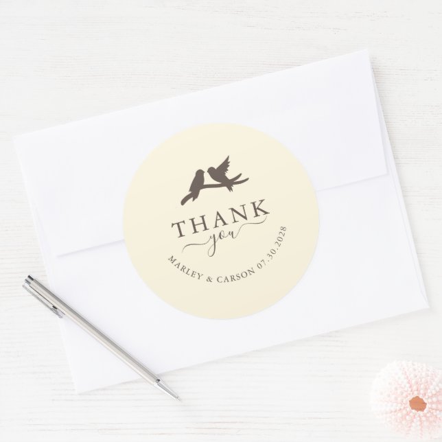 Adesivo Romantic Birds Classic Wedding Thank You (Envelope)