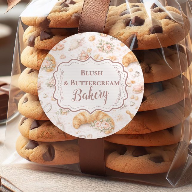 Adesivo Romantic Blush Croissant Bakery Business (Criador carregado)