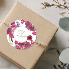 Adesivo Romantic Burgundy Floral Wedding couple names