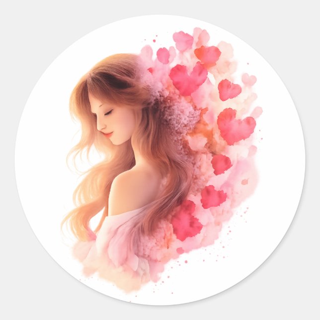 Adesivo Romantic Floral Love Sticker Soft Valentine art (Frente)