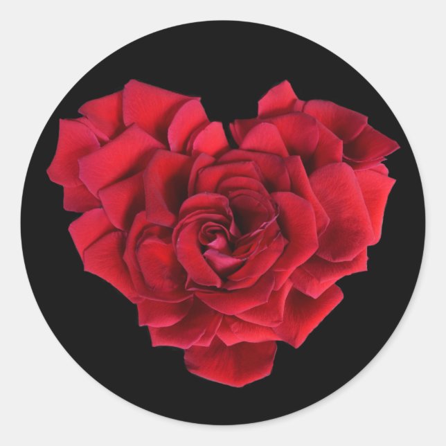 Adesivo Romantic Red Rose Heart on Black (Frente)