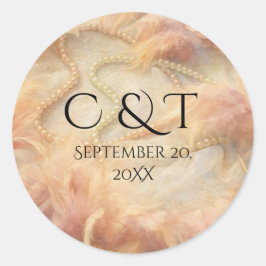 Adesivo Romantic Watercolor Floral Pearls Feathers Wedding