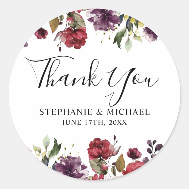 Adesivo Romântica Aquarela Borgonha Vermelha Rosa Floral (Frente)