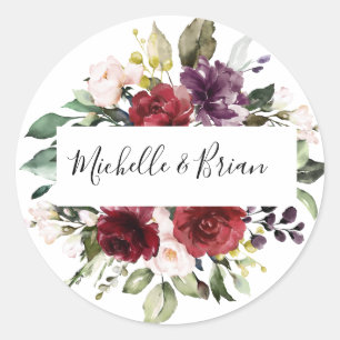 Adesivo Romântica Aquarela Borgonha Vermelha Rosa Floral