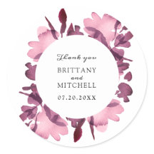 Romântica Aquarela Floral Plum Weding Favor