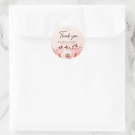 Adesivo Romântica Blush Floral Casamento Obrigado