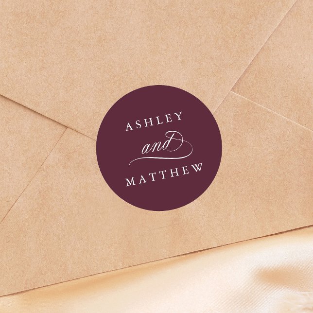 Adesivo Romântica Caligrafia Romântica Burgundy Casada (Criador carregado)