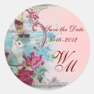 Adesivo ROMANTICA MONOGRAM,Salve a data,rosa