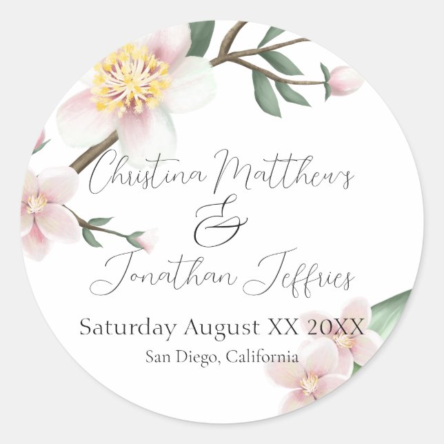 Adesivo Românticas Flores de Cerejeira em Aquarela (Frente)