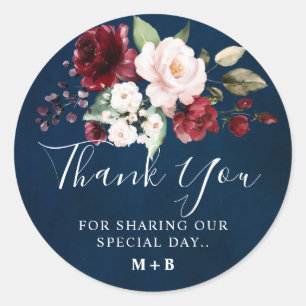 Adesivo Romântico Aquarela Burgundy Vermelho Naval Floral