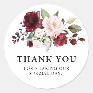 Adesivo Romântico Aquarela Rosa Floral Vermelho Borgonha