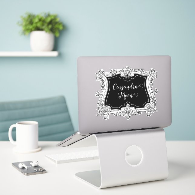 Adesivo Romântico, francês elegante, personalizado (Laptop na mesa)