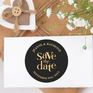 Adesivo Romântico Preto Ouro Custom Save the Date Casament