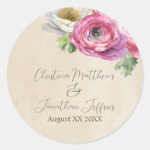 Romântico Rustico Rosa e Branco Ranunculus