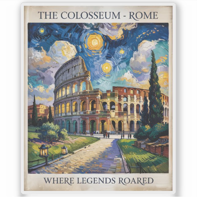 Adesivo Rome Italy Colosseum Travel Van Gogh Starry Night (Frente)