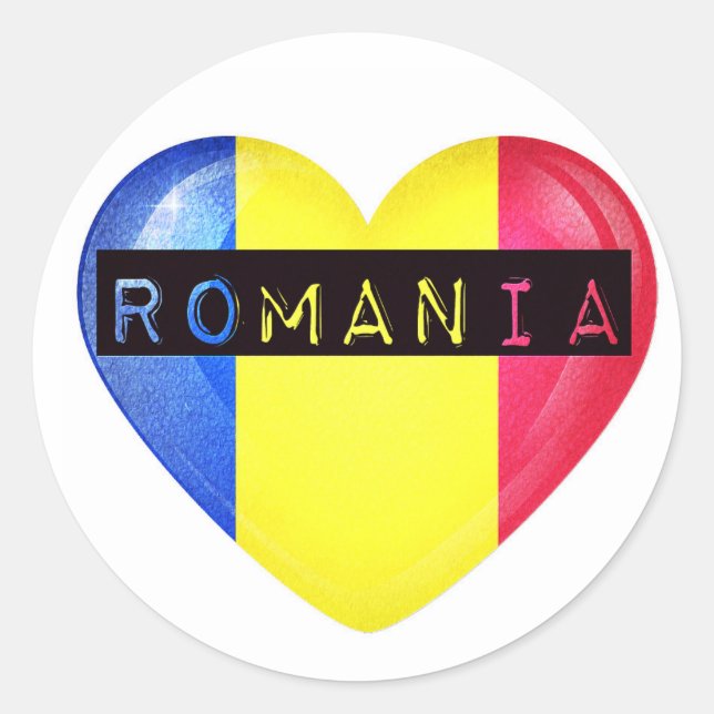 Adesivo Romênia Flag Heart (Frente)