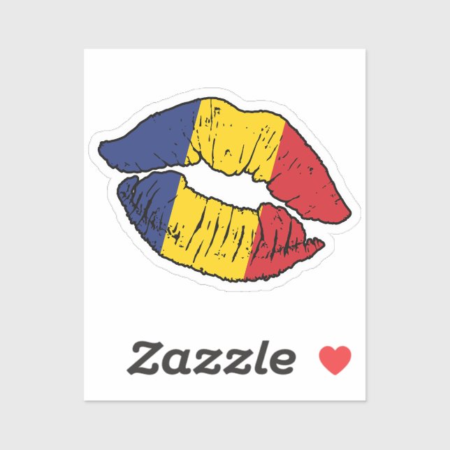 Adesivo Romênia Lipstick Love Flag (Folha)