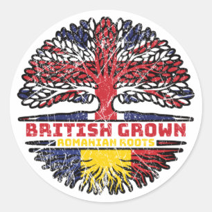 Adesivo Romênia Romênia Reino Unido Árvore Britânica
