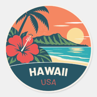 Adesivo Rond Hawaii USA – Vintage Travel Sticker