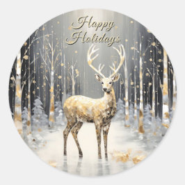 Adesivo Ronda Clássica de Feriado de Natal Dourado