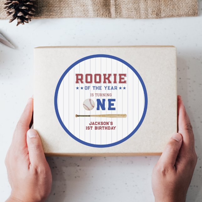 Adesivo Rookie do Ano primeiro aniversario Baseball (Rookie of the year baseball 1st birthday sticker)