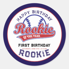 Adesivo Rookie do beisebol do primeiro aniversario do Ano