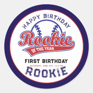 Adesivo Rookie do beisebol do primeiro aniversario do Ano
