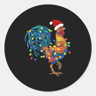 Adesivo Rooster Engraçado Galinha Luzes de Natal Pajama Fa