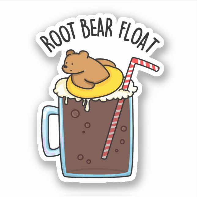 Adesivo Root Bear Flutuando Cerveja Root Engraçado (Frente)
