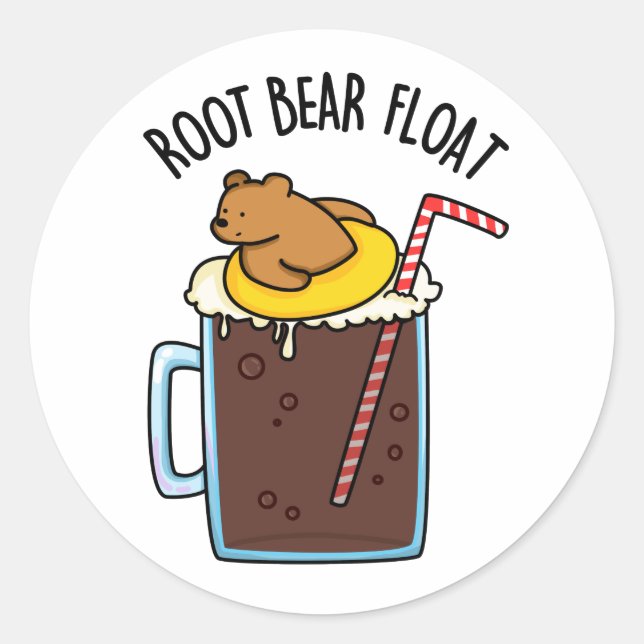 Adesivo Root Bear Flutuando Cerveja Root Engraçado (Frente)