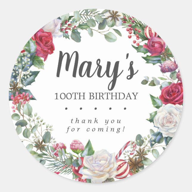 Adesivo Rosa 100º Aniversário do Botânico de inverno Obrig (Frente)