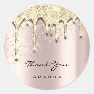 Adesivo Rosa 3D com brilho de Obrigado de Chá de fraldas 