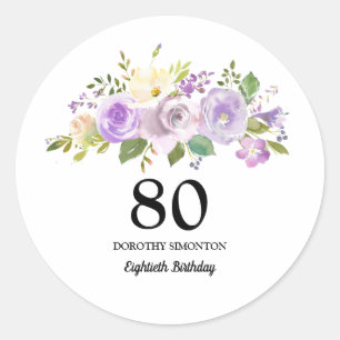 Adesivo Rosa 80 Festa de aniversário Roxo