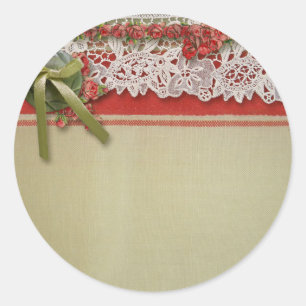 Adesivo Rosa Antiga em Renda Rustic Red Vitoriana em Lona