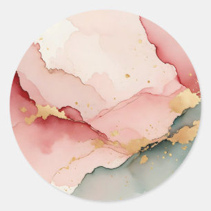Adesivo Rosa Bege Teal Dourado Abstrato