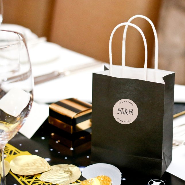 Adesivo Rosa Beige Minimalista ElegantBold Iniciais Casame (Criador carregado)