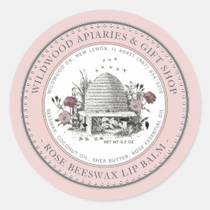 Adesivo Rosa Belém - Salto de Vintagem do Lip Balm - Cera
