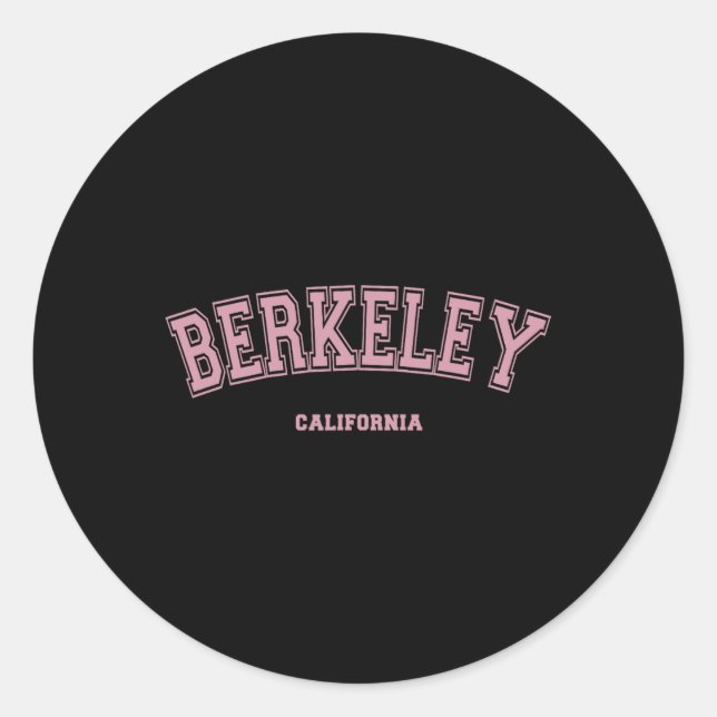 Adesivo Rosa Berkeley Califórnia Ca Estilo Varsity Em Berk (Frente)