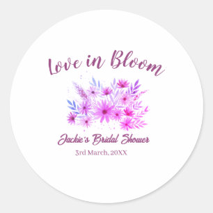 Adesivo rosa boho amor em flor chá de noiva nome retrô