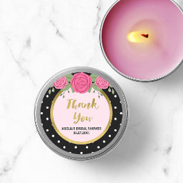 Adesivo Rosa Bolinhas de branca preta Obrigado Chá de pan