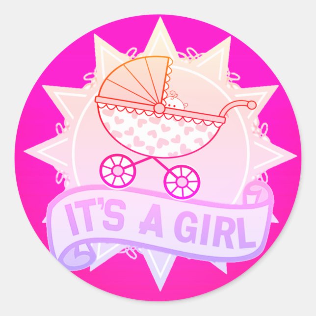 Adesivo Rosa Bonita É Uma Garota, Sexo De Bebê Vestidos. (Frente)