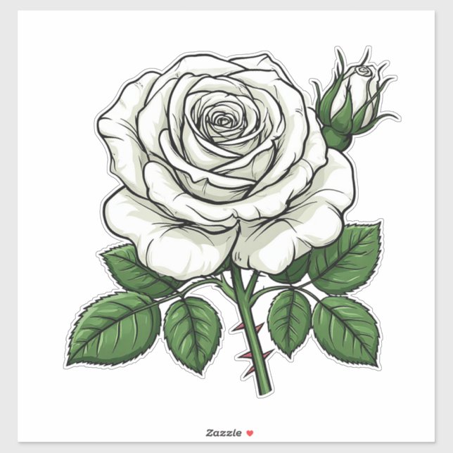 Adesivo Rosa Branca Brilhante (Folha)