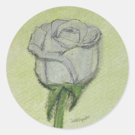 Adesivo Rosa Branca desenho à mão obra de arte ori