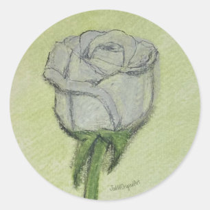 Adesivo Rosa Branca desenho à mão obra de arte ori