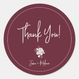 Adesivo Rosa Branca na Borgonha Obrigado Sticker