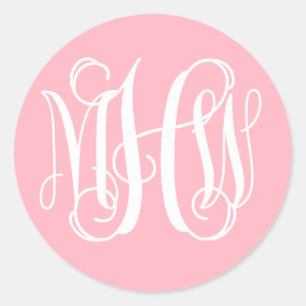 Adesivo Rosa Branco Préppy Vinheta Monograma DIY Fundo
