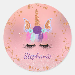 Adesivo Rosa brilhante cor-de-rosa-rosado Unicorn Dourado
