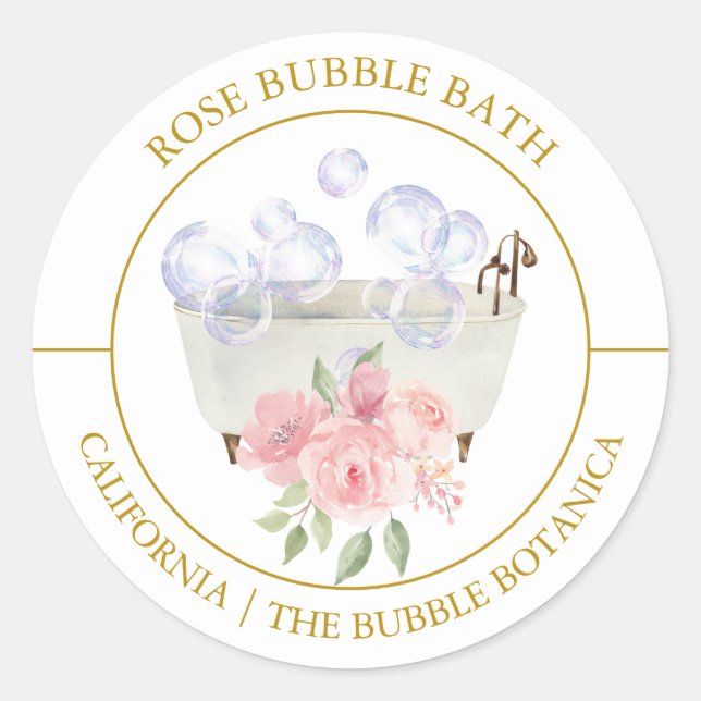 Adesivo Rosa Bubble Bath label (Frente)